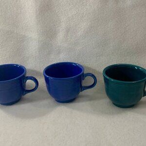 Lot of 3 Fiesta Fiestaware Coffee Tea Mugs 2 Cobalt Blue 1 Teal USA